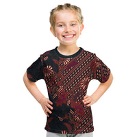 Indonesian Parang Batik Kid T Shirt Red Floral Pattern