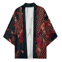 Indonesian Parang Batik Kimono Red Floral Pattern