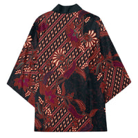 Indonesian Parang Batik Kimono Red Floral Pattern