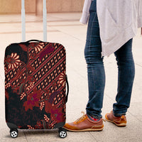 Indonesian Parang Batik Luggage Cover Red Floral Pattern