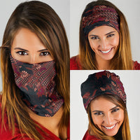 Indonesian Parang Batik Neck Gaiter Red Floral Pattern