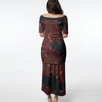 Indonesian Parang Batik Puletasi Red Floral Pattern