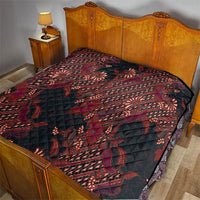 Indonesian Parang Batik Quilt Red Floral Pattern