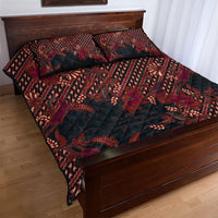 Indonesian Parang Batik Quilt Bed Set Red Floral Pattern