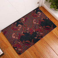 Indonesian Parang Batik Rubber Doormat Red Floral Pattern