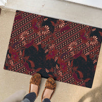 Indonesian Parang Batik Rubber Doormat Red Floral Pattern