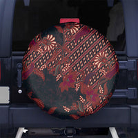 Indonesian Parang Batik Spare Tire Cover Red Floral Pattern