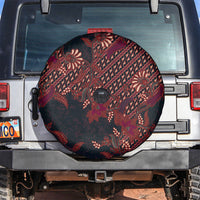 Indonesian Parang Batik Spare Tire Cover Red Floral Pattern