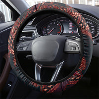 Indonesian Parang Batik Steering Wheel Cover Red Floral Pattern