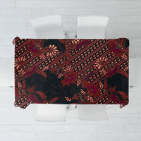 Indonesian Parang Batik Tablecloth Red Floral Pattern