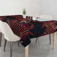 Indonesian Parang Batik Tablecloth Red Floral Pattern