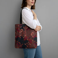 Indonesian Parang Batik Tote Bag Red Floral Pattern