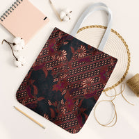 Indonesian Parang Batik Tote Bag Red Floral Pattern