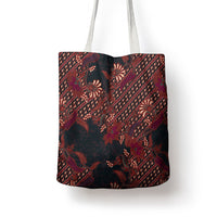 Indonesian Parang Batik Tote Bag Red Floral Pattern