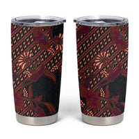 Indonesian Parang Batik Tumbler Cup Red Floral Pattern