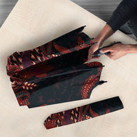 Indonesian Parang Batik Umbrella Red Floral Pattern