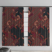 Indonesian Parang Batik Window Curtain Red Floral Pattern