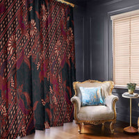 Indonesian Parang Batik Window Curtain Red Floral Pattern
