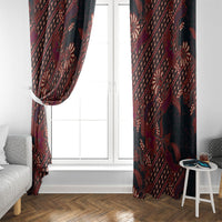 Indonesian Parang Batik Window Curtain Red Floral Pattern