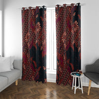 Indonesian Parang Batik Window Curtain Red Floral Pattern