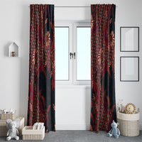 Indonesian Parang Batik Window Curtain Red Floral Pattern