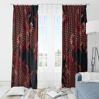 Indonesian Parang Batik Window Curtain Red Floral Pattern