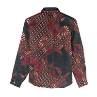 Indonesian Parang Batik Women Casual Shirt Red Floral Pattern