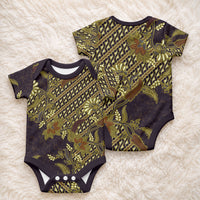 Indonesian Parang Batik Baby Onesie Yellow Floral Pattern