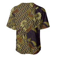 Indonesian Parang Batik Baseball Jersey Yellow Floral Pattern