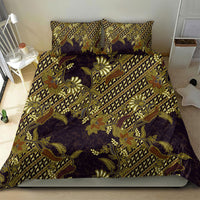 Indonesian Parang Batik Bedding Set Yellow Floral Pattern