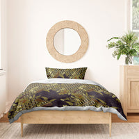 Indonesian Parang Batik Bedding Set Yellow Floral Pattern