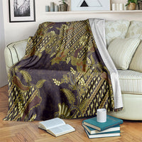 Indonesian Parang Batik Blanket Yellow Floral Pattern