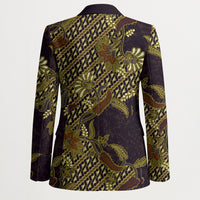 Indonesian Parang Batik Blazer Yellow Floral Pattern