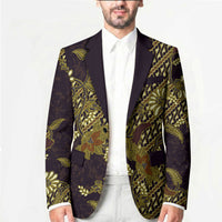 Indonesian Parang Batik Blazer Yellow Floral Pattern