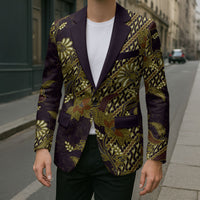 Indonesian Parang Batik Blazer Yellow Floral Pattern