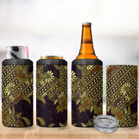 Indonesian Parang Batik 4 in 1 Can Cooler Tumbler Yellow Floral Pattern