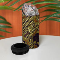 Indonesian Parang Batik 4 in 1 Can Cooler Tumbler Yellow Floral Pattern