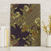 Indonesian Parang Batik Canvas Wall Art Yellow Floral Pattern
