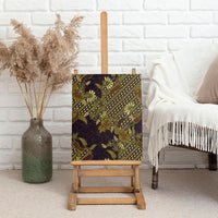 Indonesian Parang Batik Canvas Wall Art Yellow Floral Pattern