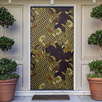Indonesian Parang Batik Door Cover Yellow Floral Pattern
