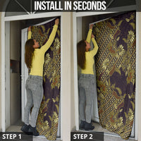 Indonesian Parang Batik Door Cover Yellow Floral Pattern