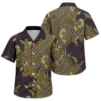 Indonesian Parang Batik Family Matching Long Sleeve Bodycon Dress and Hawaiian Shirt Yellow Floral Pattern