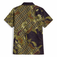 Indonesian Parang Batik Hawaiian Shirt Yellow Floral Pattern