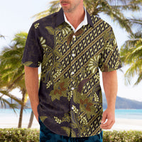 Indonesian Parang Batik Hawaiian Shirt Yellow Floral Pattern