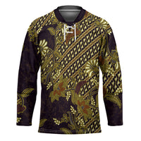 Indonesian Parang Batik Hockey Jersey Yellow Floral Pattern