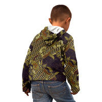 Indonesian Parang Batik Kid Hoodie Yellow Floral Pattern