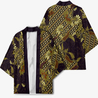 Indonesian Parang Batik Kimono Yellow Floral Pattern