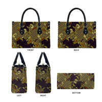 Indonesian Parang Batik Leather Bag Yellow Floral Pattern