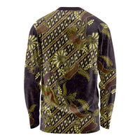 Indonesian Parang Batik Long Sleeve Shirt Yellow Floral Pattern
