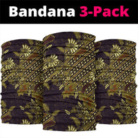 Indonesian Parang Batik Neck Gaiter Yellow Floral Pattern